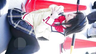 コミックマーケット コスプレ クールビューティーなレイヤーさんのコスプレ コミケ 黒スト越し白パンチラ voyeur jp